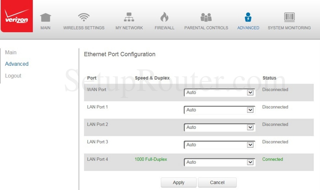 Verizon FiOSG1100 Screenshot