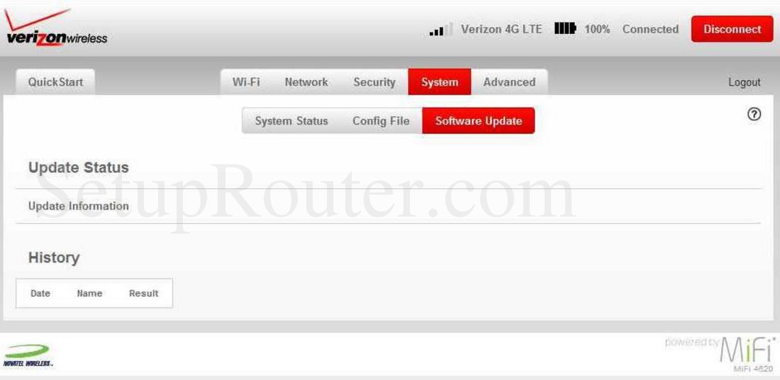 Verizon MiFi4620L Screenshot Software Update