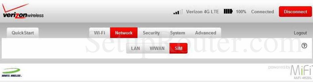 Verizon MiFi-4620L Screenshot SIM