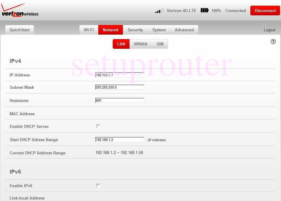 verizon 5g router ip address