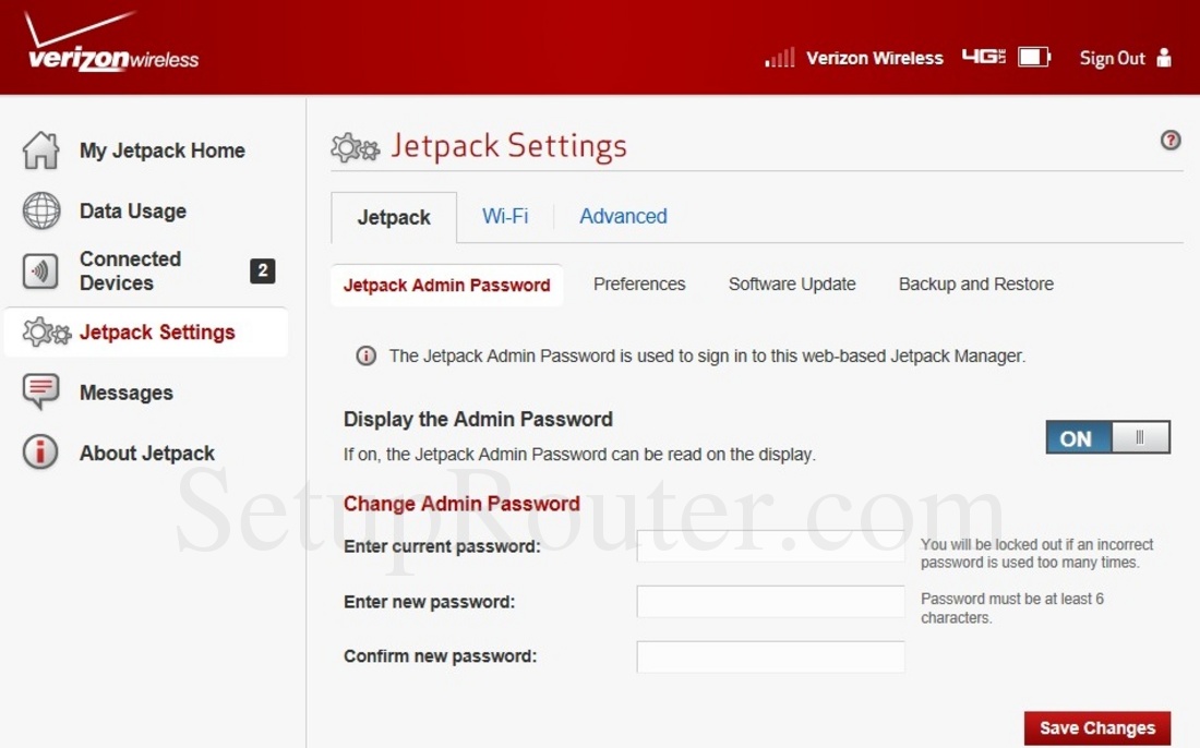 Verizon Novatel MiFi 5510L Screenshot JetpackAdminPassword