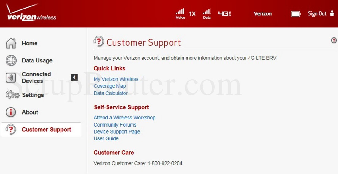 Verizon T1114 Screenshot Support