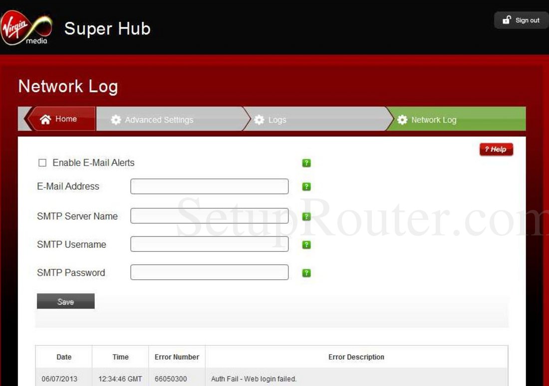 VirginMedia SuperHub2 Screenshot Network Log