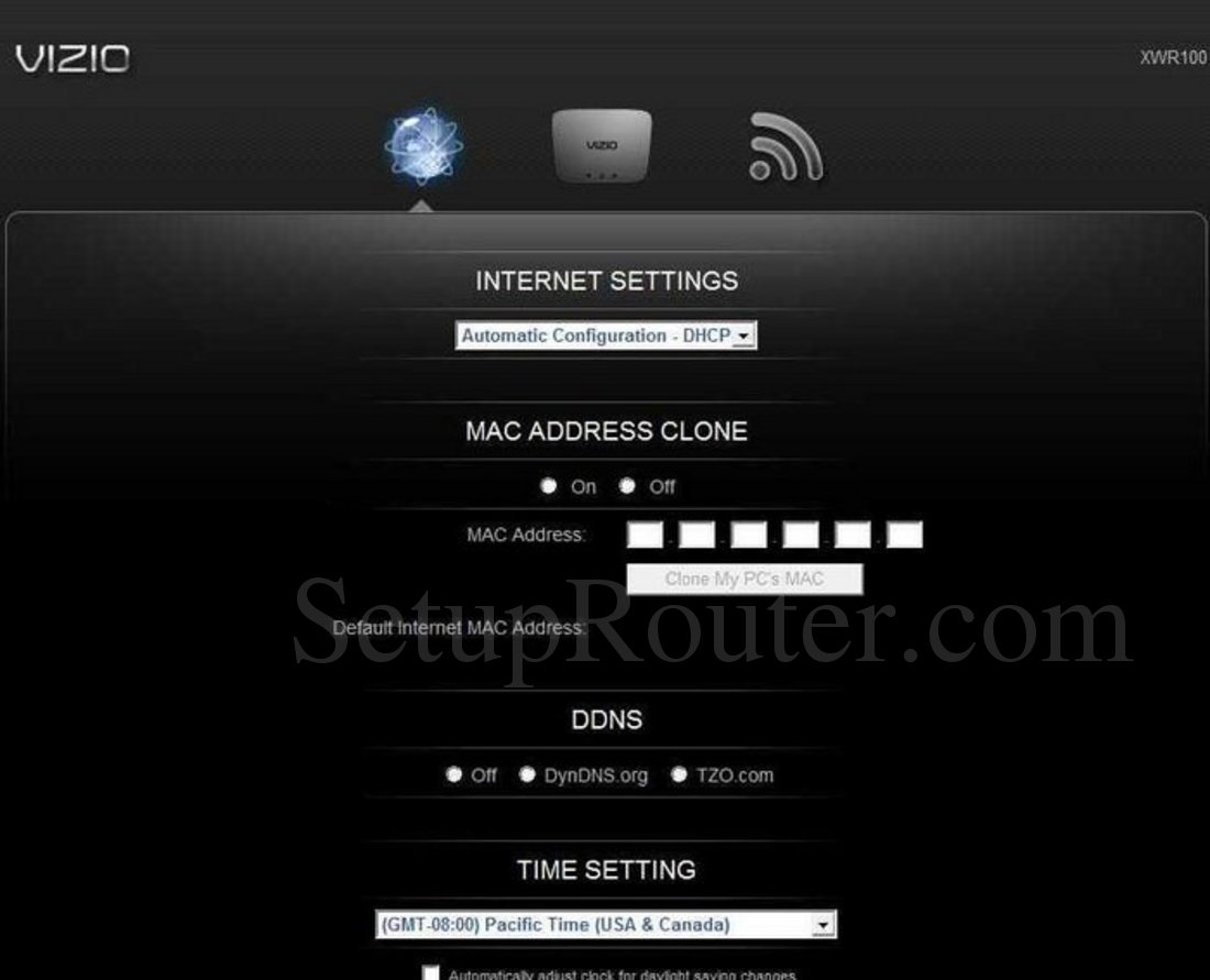 Vizio XWR100 Screenshot Settings Advanced