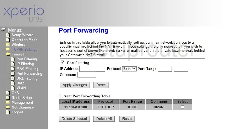 port forwarding nat screenshot