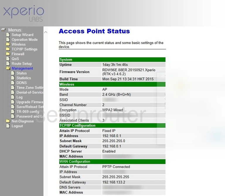 router status mac address internet IP