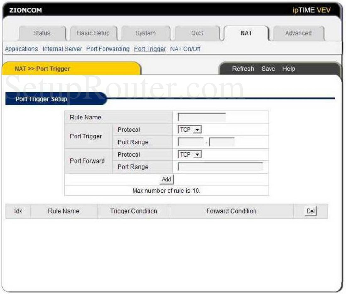 IP0143 Screenshot Port Triggering