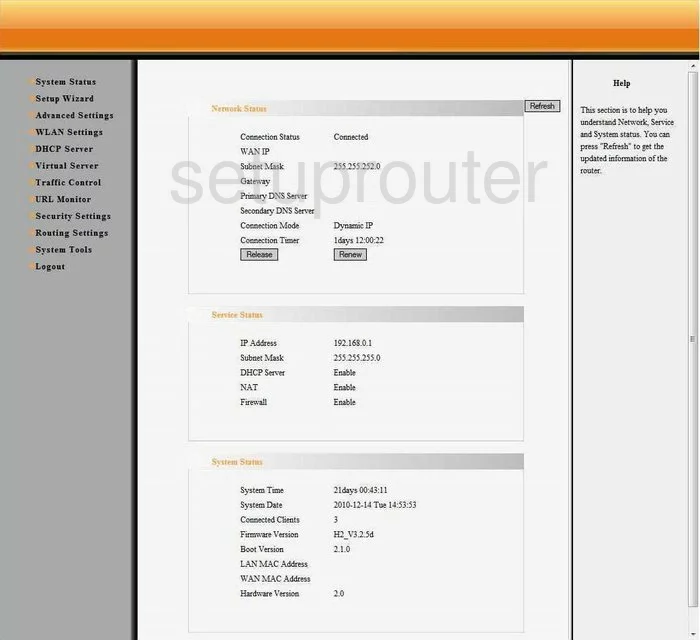 router status mac address internet IP