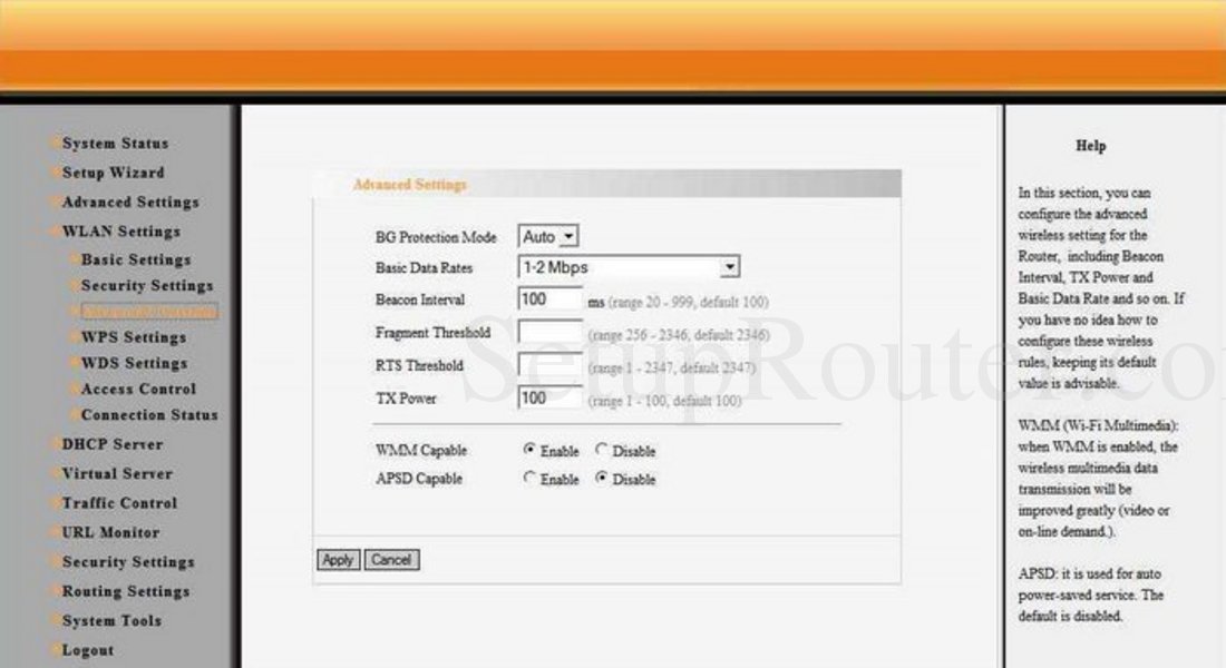 ZSR4154WE Screenshot WLAN Settings Advanced Settings