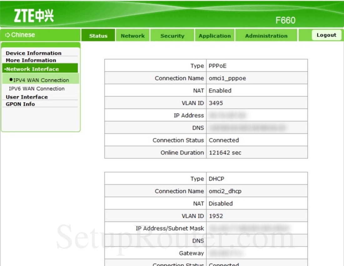 Zte F660 Screenshot Ipv4wanconnectionstatus