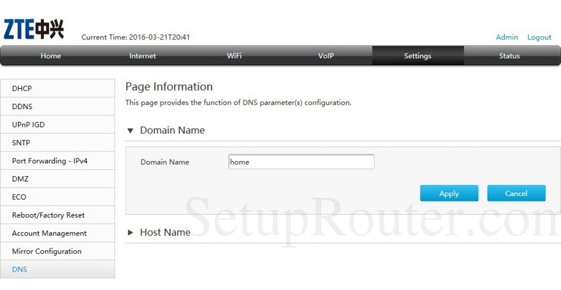 Модем zte 837 dns настройки