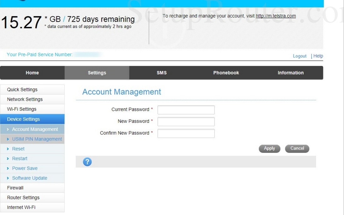 ZTE MF910 Screenshot AccountManagement