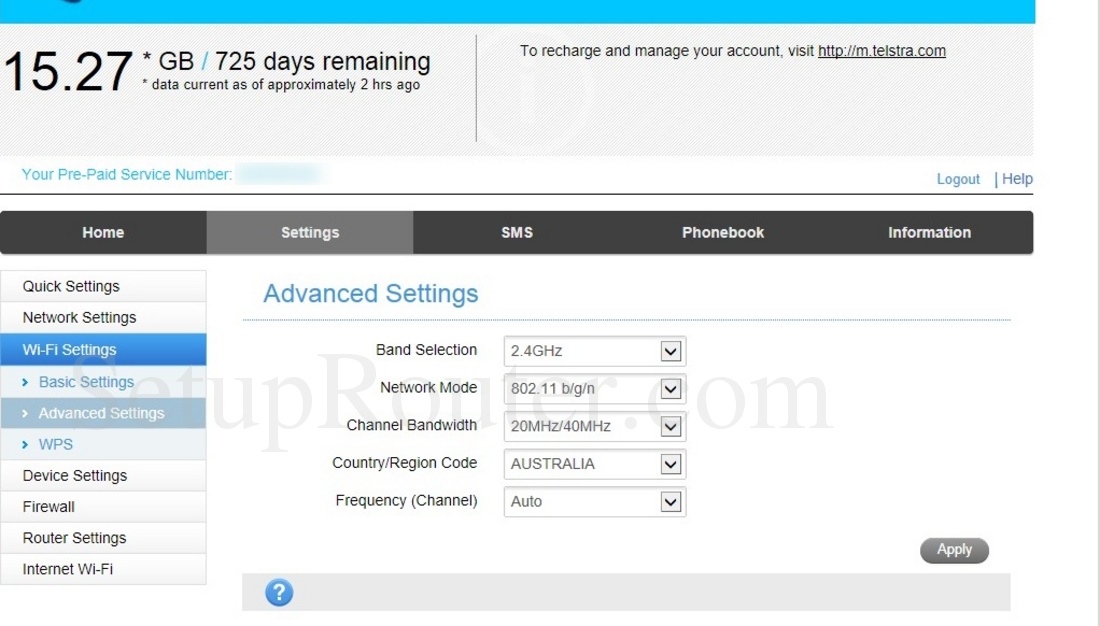 ZTE MF910 Screenshot WiFiAdvancedSettings