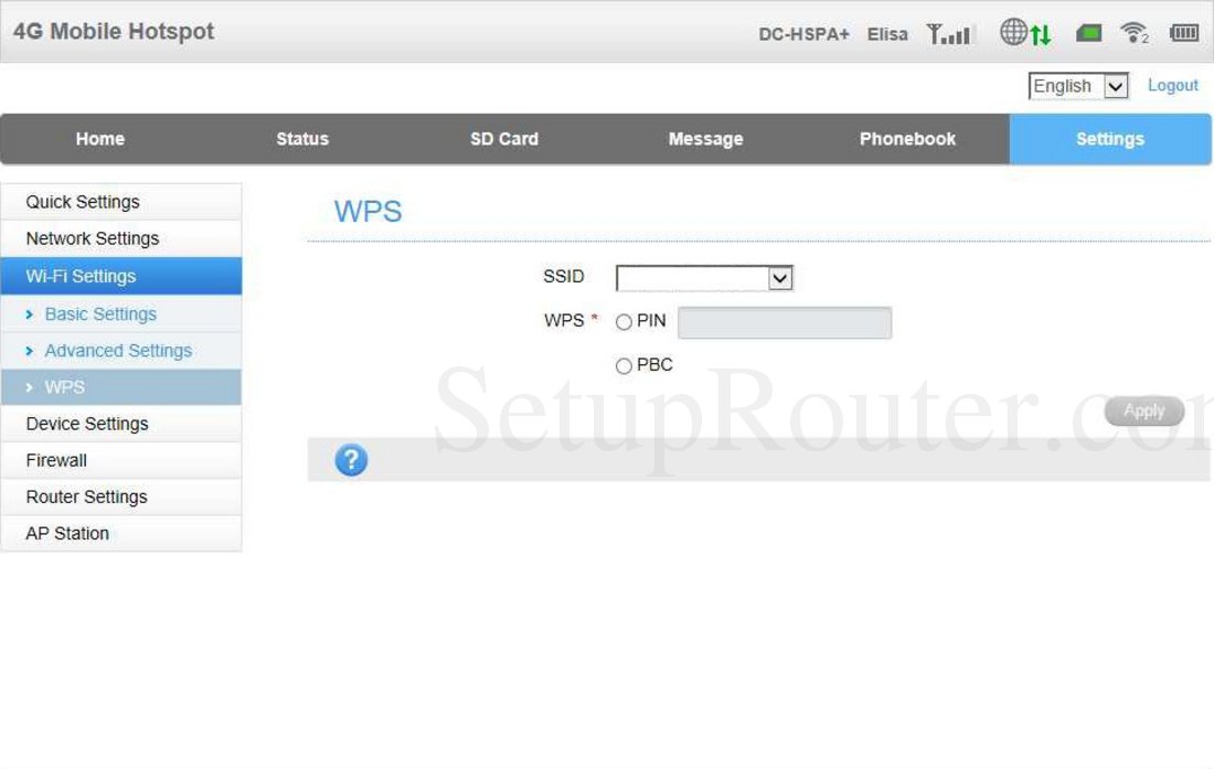 ZTE MF93D Screenshot Wi Fi Settings WPS