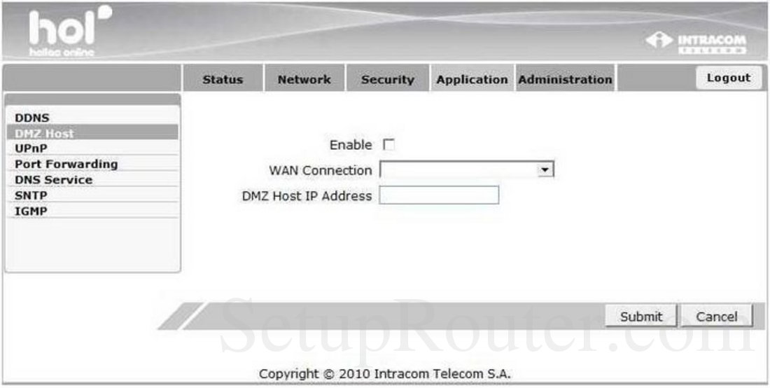 ZTE NetFasteRWLAN Screenshot DMZ Host
