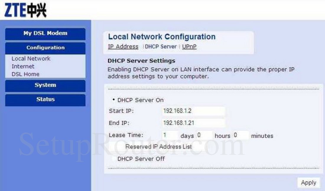 Как отключить dhcp на роутере zte