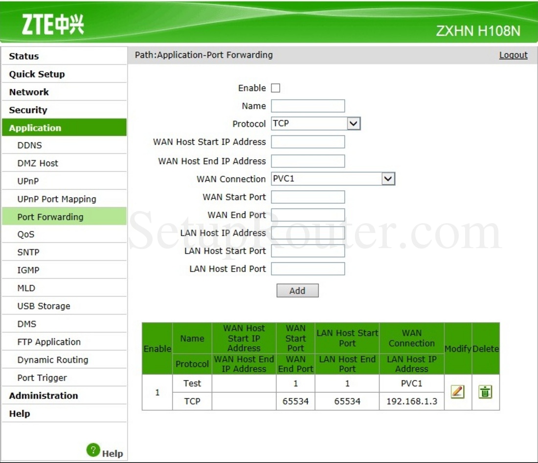 Zte zxhn h108n открыть порт