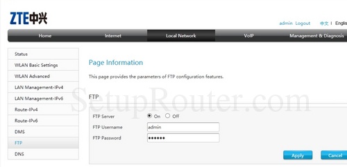 Настройка ftp на роутере zte