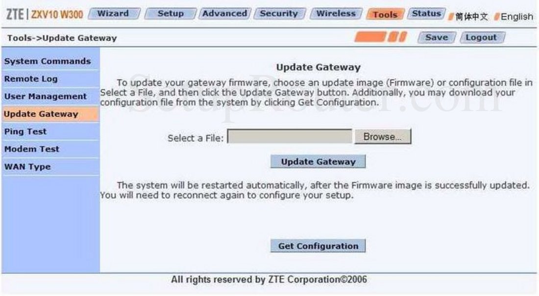 zte zxv10 w300 firmware update