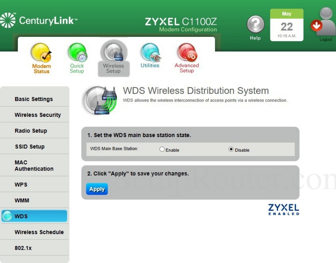 ZyXEL C1100Z Screenshot WirelessWDS