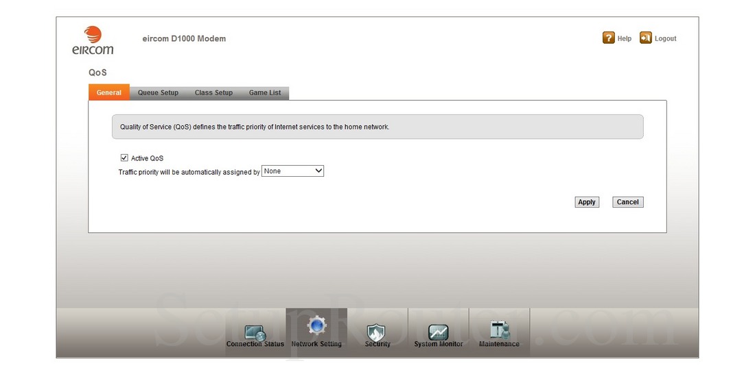 ZyXEL D1000 Screenshot QoSGeneral