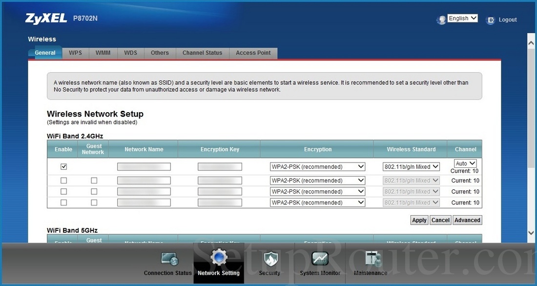 ZyXEL P8702Nv2 Screenshot WirelessGeneral