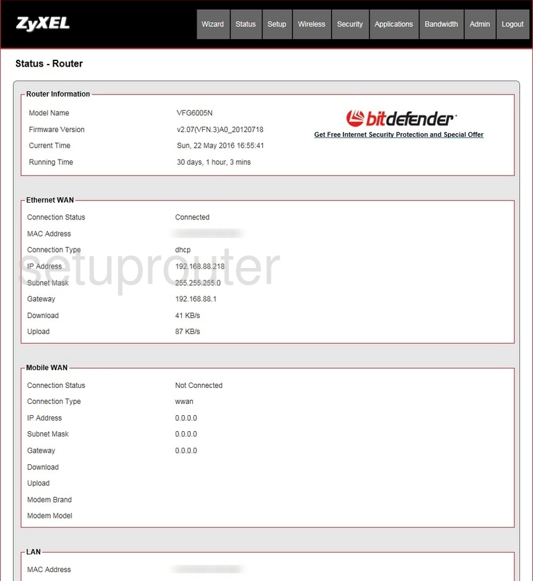 router status mac address internet IP